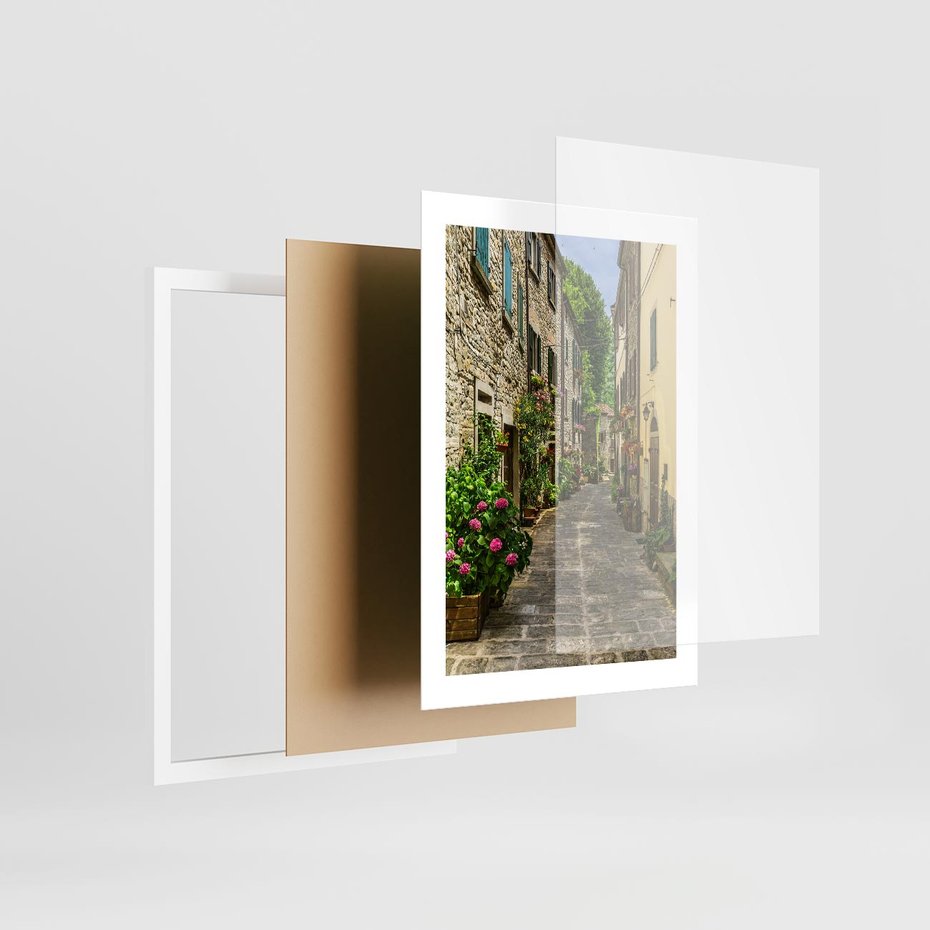 Plakat w ramie 30x40 - Spacer po Złotej Alei - uliczka, perspektywa - rama biała