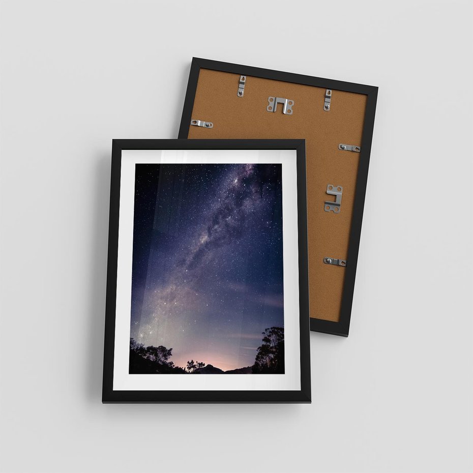 Plakat w ramie 30x40 - Gwiaździste Ujęcie - gwiaździste niebo, noc - rama czarna