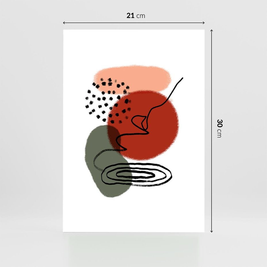 Plakat bez ramy 21x30 - Boho w Brązie - abstrakcyjna sztuka, boho kształty