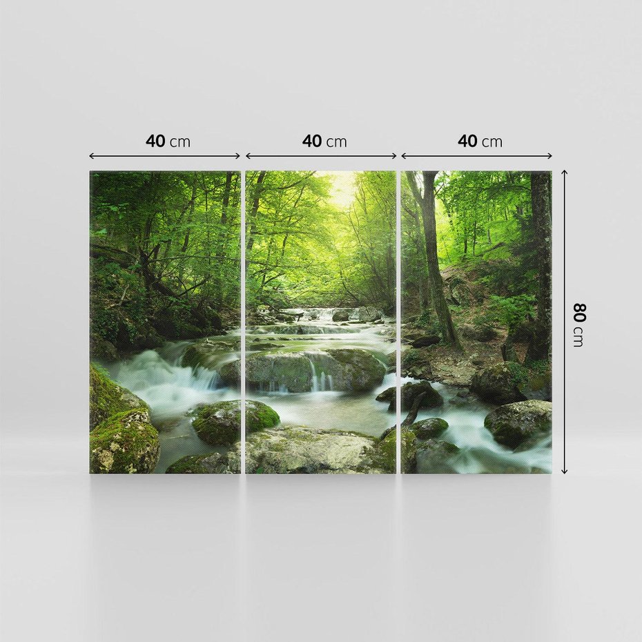 Obraz na płótnie 120x80 - Ukojenie strumienia: Spotkanie z naturą - strumyk, las