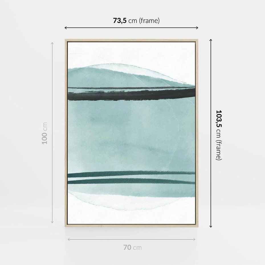 Obraz w ramie 70x100 - Turkusowy Świat - minimlizm, abstrakcja - rama drewno