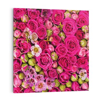 Obraz na płótnie 50x50 - Kwiatowa symfonia róż - róże, kwiaty