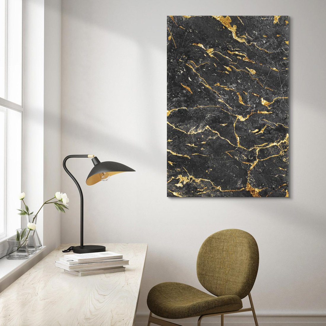 Obraz na płótnie 80x120 - Egzotyczny Blask - marmur, złoto