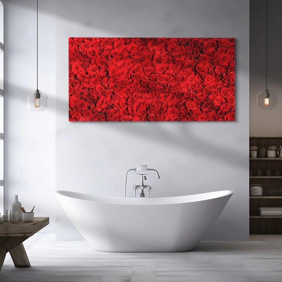 Obraz na płótnie 120x60 - Czerwona Pasja - czerwone, róże