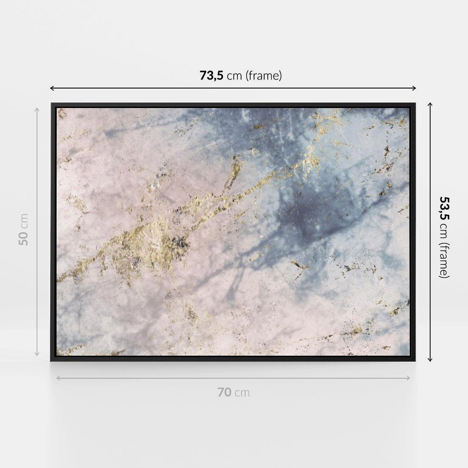 Obraz w ramie 70x50 - Luksusowa Dekoracja - marmur, złoto - rama czarna