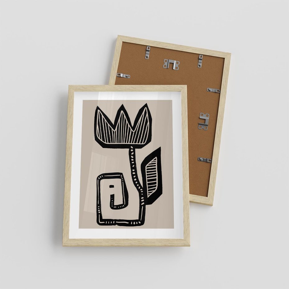 Plakat w ramie 30x40 - Migotliwa Symfonia Kwiatu - kwiat, nowoczesna grafika - rama drewno