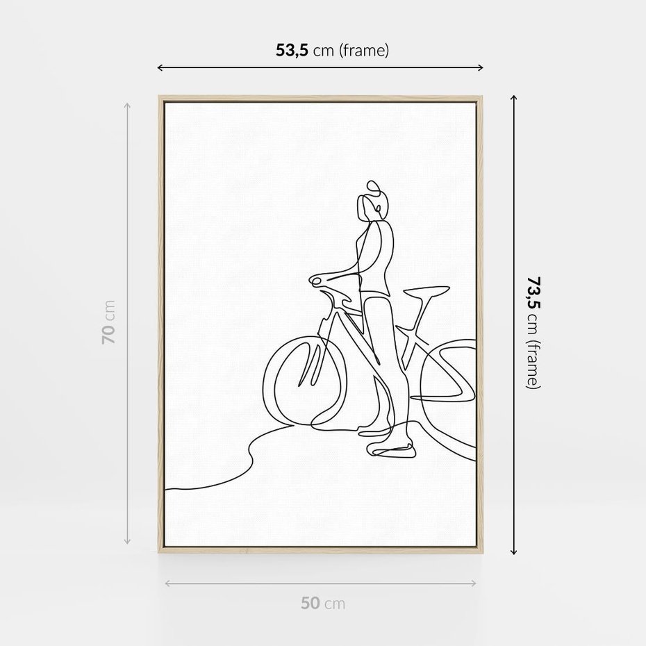 Obraz w ramie 50x70 - Minimalistyczna Przejażdżka - szkic, minimalizm - rama drewno