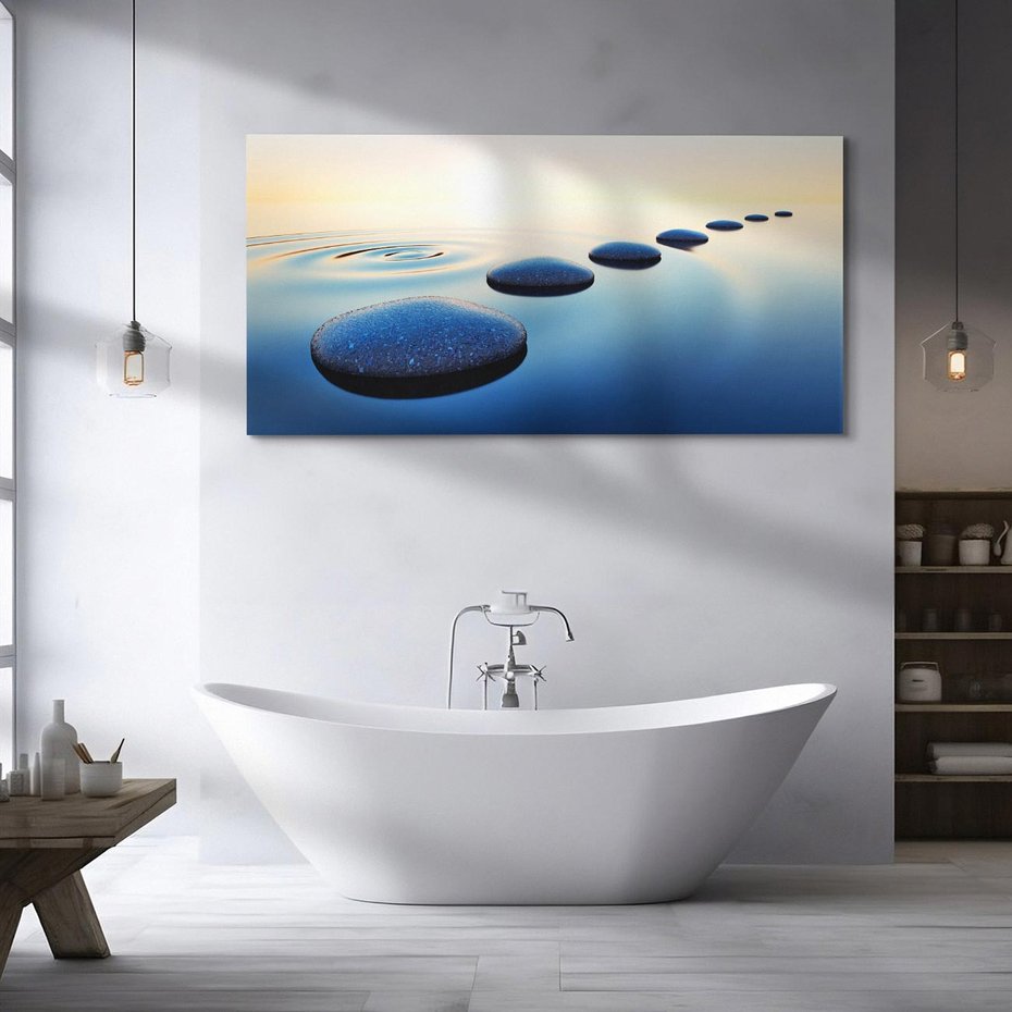 Obraz na płótnie 140x70 - Spokój kamieni w SPA - kamienie, woda