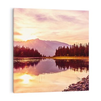 Obraz na płótnie 30x30 - Harmonia natury - góry, jezioro