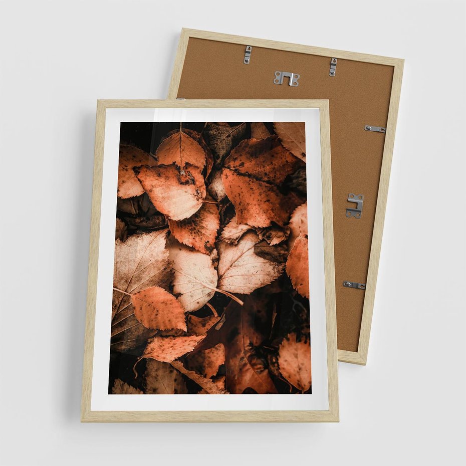 Plakat w ramie 50x70 - Jesienna Paleta - liście, jesień - rama drewno