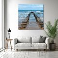 Obraz na płótnie 50x50 - Falochron na brzegu morza - falochron, morze
