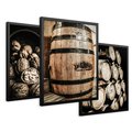 Zestaw obrazy w ramie 30x40 galeria - Wino, w, beczkach, kuchnia, restauracja - rama czarna
