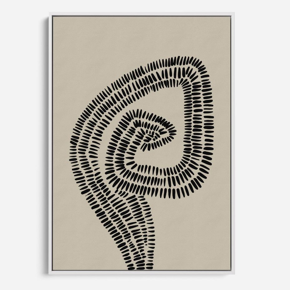 Obraz w ramie 70x100 - Nowoczesne Spektrum Wyobraźni - boho plakat, czarne kropki kreski - rama biała