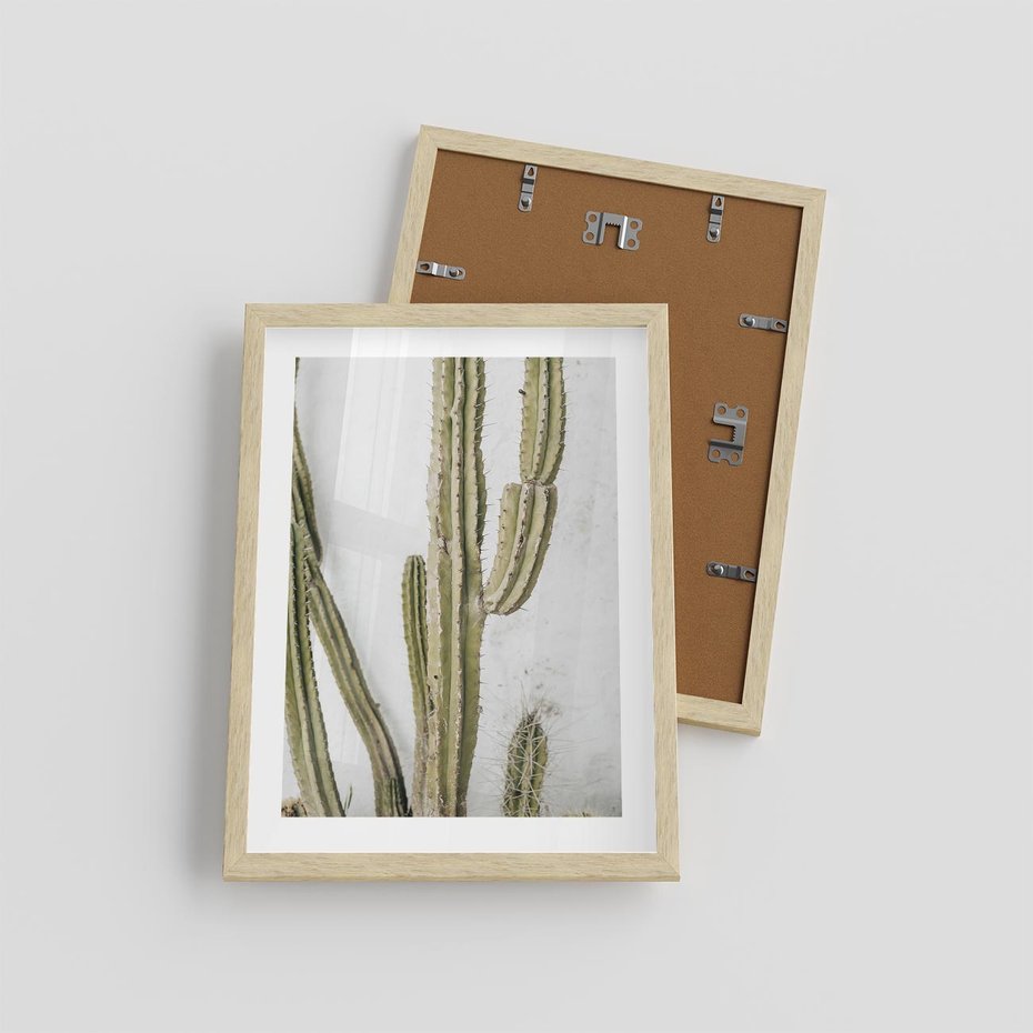 Plakat w ramie 30x40 - Kaktus w Stylu Boho - kaktus, roślina tropikalna - rama drewno