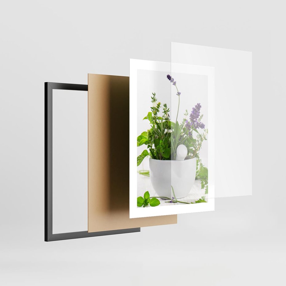 Plakat w ramie 30x40 - Kwiaty i zioła w restauracji - kwiaty, zioła - rama czarna