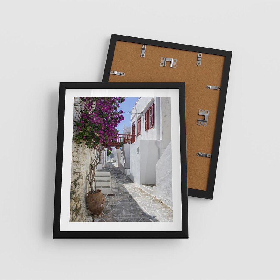 Plakat w ramie 40x50 - Perspektywiczna Uliczka: Miejski Labirynt - uliczka, perspektywa - rama czarna