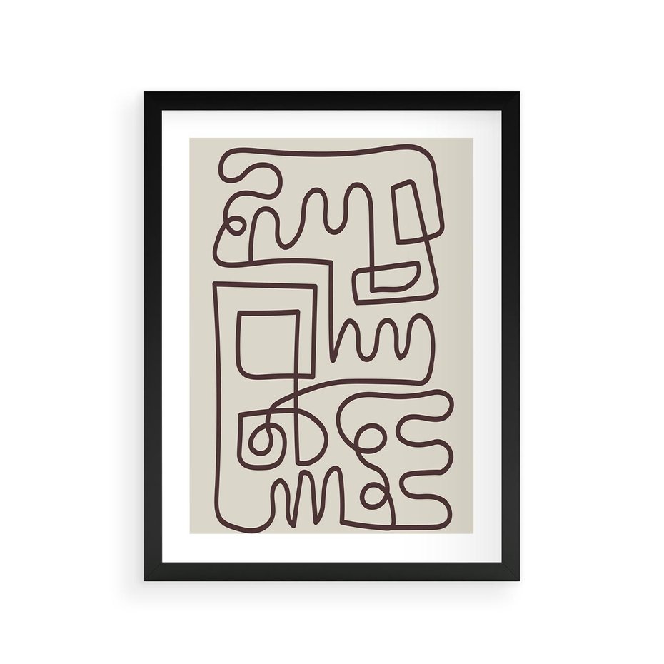 Plakat w ramie 30x40 - Etniczna Abstrakcja - nowoczesna boho grafika, abstrakcja - rama czarna