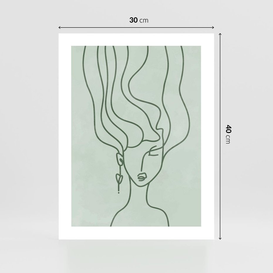 Plakat bez ramy 30x40 - Spokojne Objęcia Natury - abstrakcja, zielony szkic