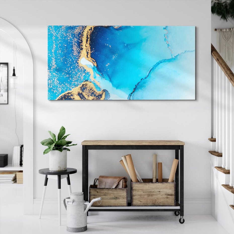 Obraz na płótnie 140x70 - Elegancja i Wyrafinowanie - marmur, złoto