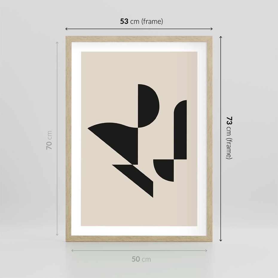 Plakat w ramie 50x70 - Rozkwitająca Abstrakcja - abstrakcyjne geometryczne kształty, minimalizm - rama drewno