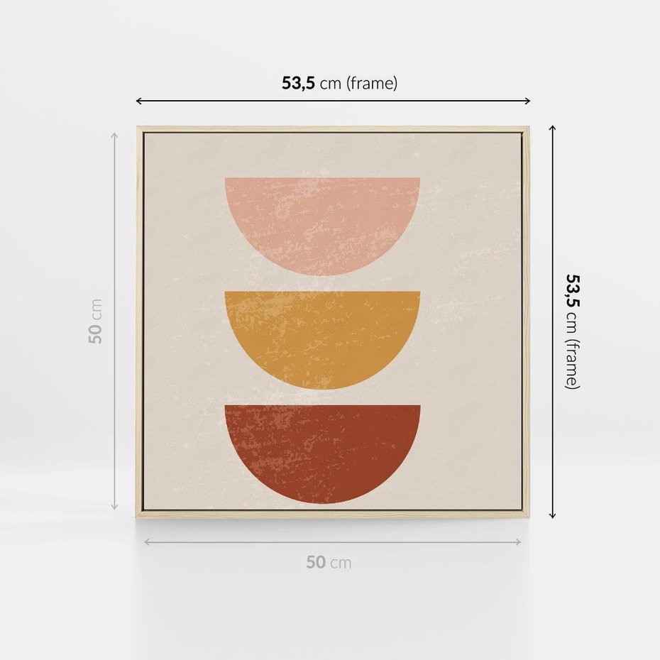 Obraz w ramie 50x50 - Geometryczne Wibracje - boho plakat, geometryczny - rama drewno