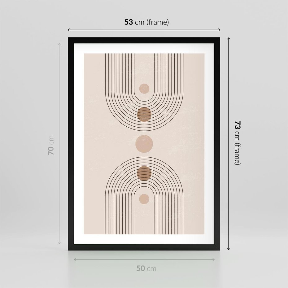Plakat w ramie 50x70 - Zgeometryzowane Wizje - boho plakat, minimalizm - rama czarna