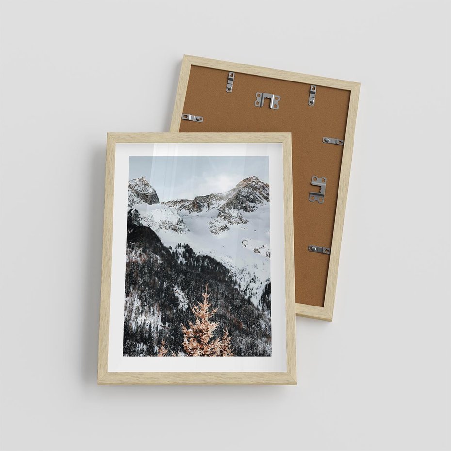 Plakat w ramie 30x40 - Górski Raj - góry, śnieg - rama drewno
