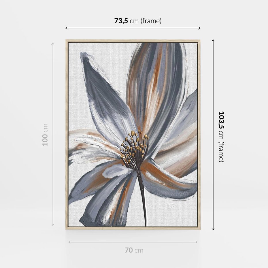 Obraz w ramie 70x100 - Olejne kwiaty - wyraz emocji - kwiaty, malowane - rama drewno