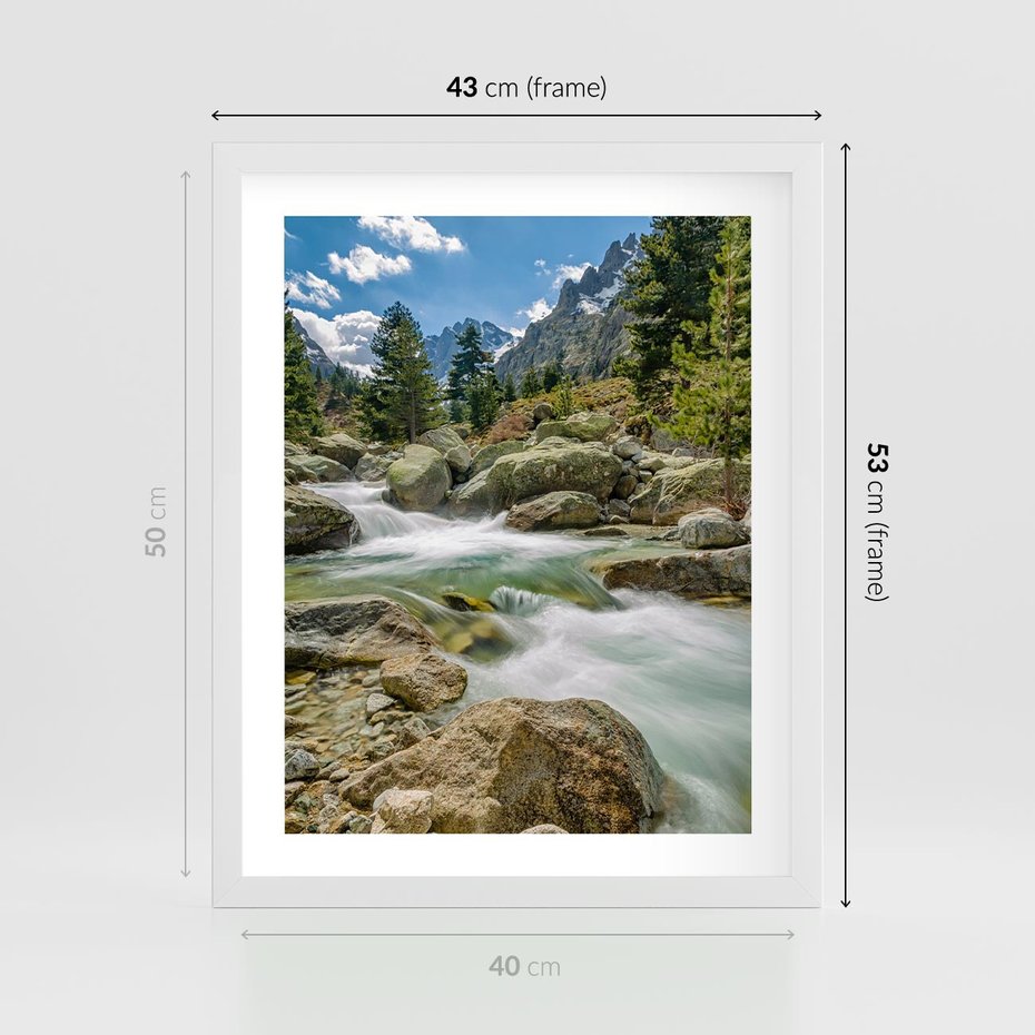 Plakat w ramie 40x50 - Górski strumyk w harmonii - strumyk, górski - rama biała