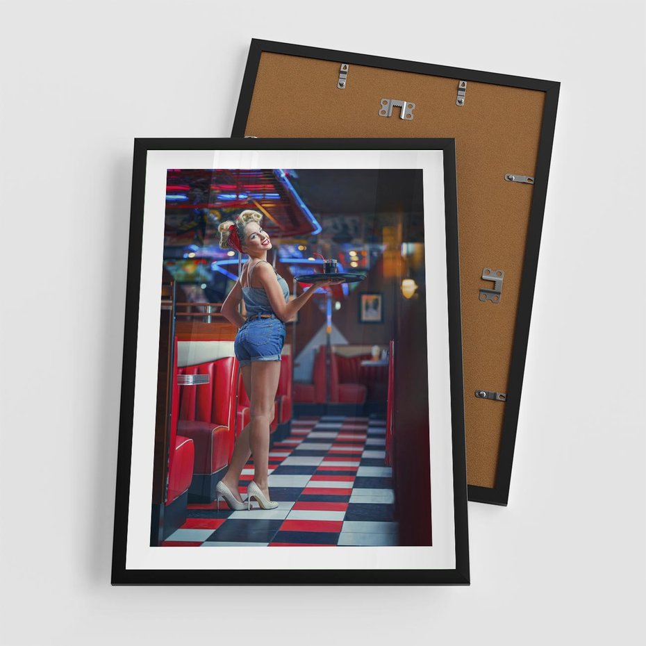 Plakat w ramie 50x70 - Czas Na Wyjątkowy Posiłek - restauracja, retro - rama czarna