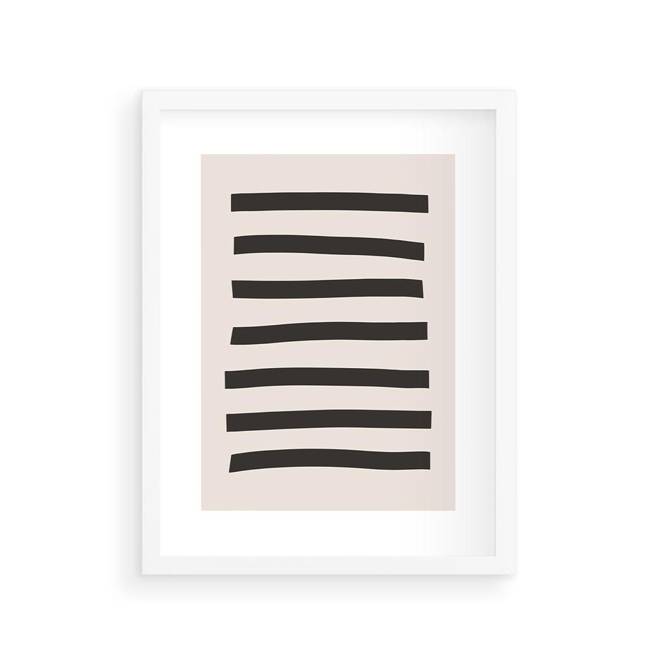 Plakat w ramie 30x40 - Strukturalna Rewolucja Form - minimalizm, czarne pasy - rama biała