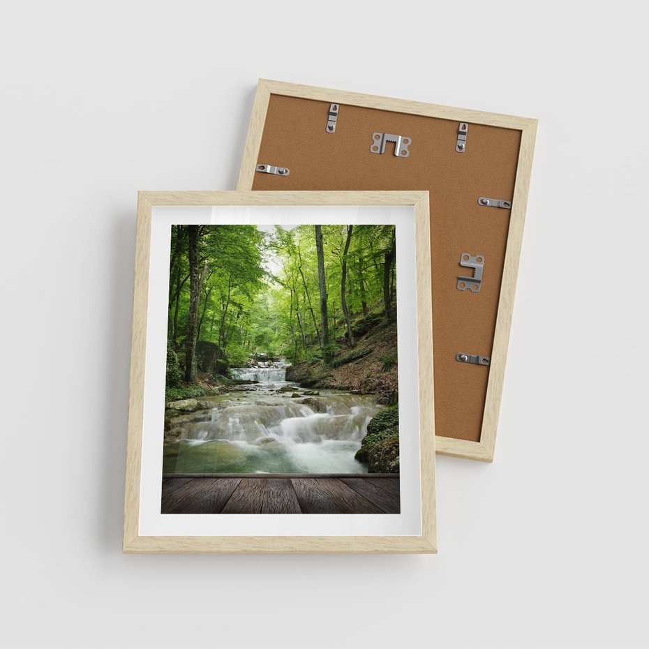 Plakat w ramie 40x50 - Plączący się strumień - rzeka, strumień - rama drewno