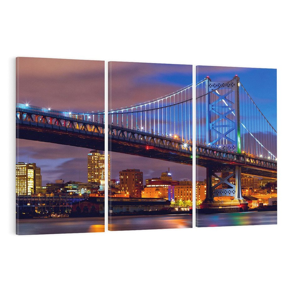 Obraz na płótnie 120x80 - Filadelfia: most nad zachodem słońca - Filadlefia, USA