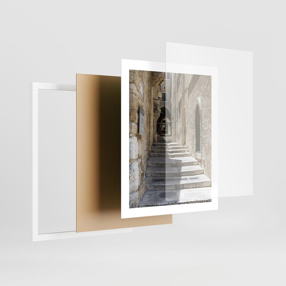 Plakat w ramie 40x50 - Urok uliczki: perspektywa miasta - uliczka, perspektywa - rama biała