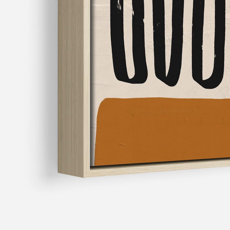 Obraz w ramie 50x50 - Boho Impulsy Kreatywności - abstrakcyjny plakat, brąz - rama drewno