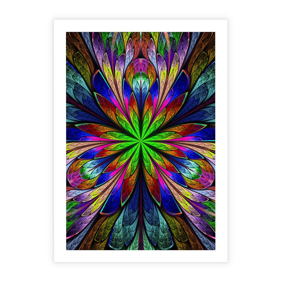 Plakat bez ramy 21x30 - Witrażowa magia na płótnie - witraż, sztuka