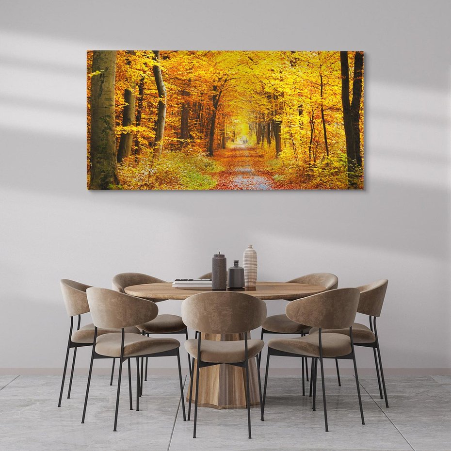 Obraz na płótnie 140x70 - Jesień w lesie - las, drzewa