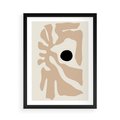 Plakat w ramie 50x70 - Eksploracja Abstrakcji - beżowa absrakcyjna kompozycja, czarny akcent - rama czarna