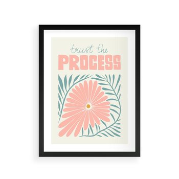 Plakat w ramie 50x70 - Symfonia Światła - typografia, pastelowa stokrotka - rama czarna