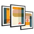 Zestaw obrazy w ramie 40x50 galeria - Retro, kolorowe, geometryczne - rama czarna