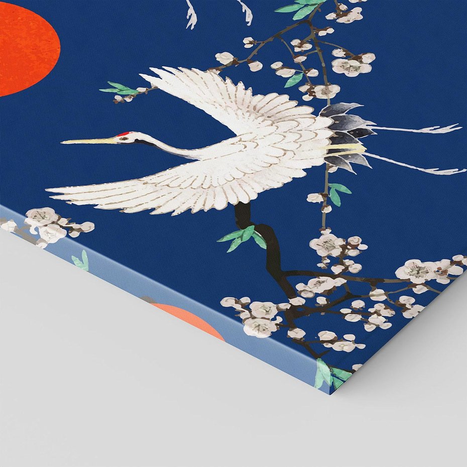 Obraz na płótnie 100x70 - Japońskie Żurawie Indygo - sztuka japońska, japonia