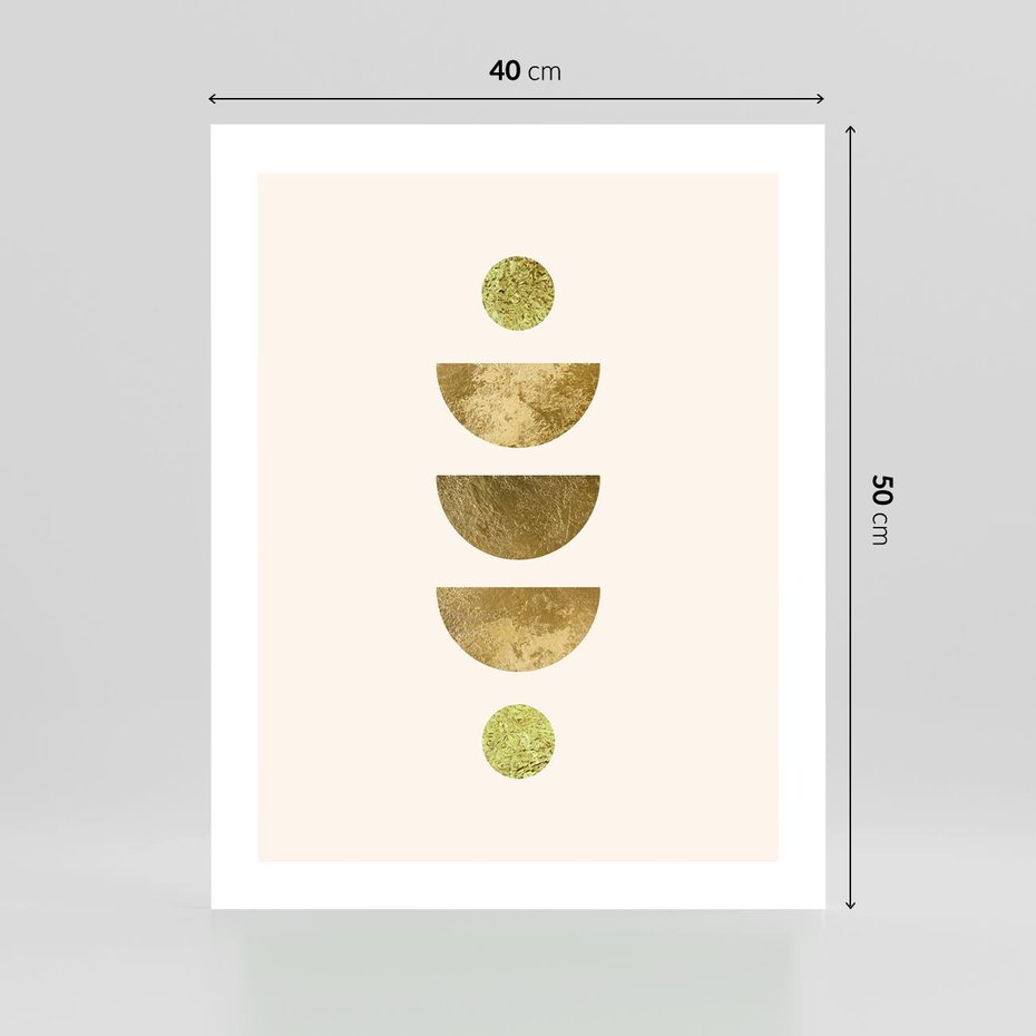 Plakat bez ramy 40x50 - Harmonijne Odbicia - geometryczne złote kształty, tekstura