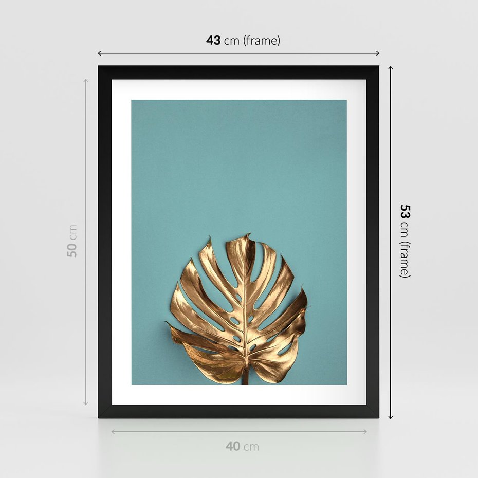 Plakat w ramie 40x50 - Piękno Natury - złote, liście - rama czarna