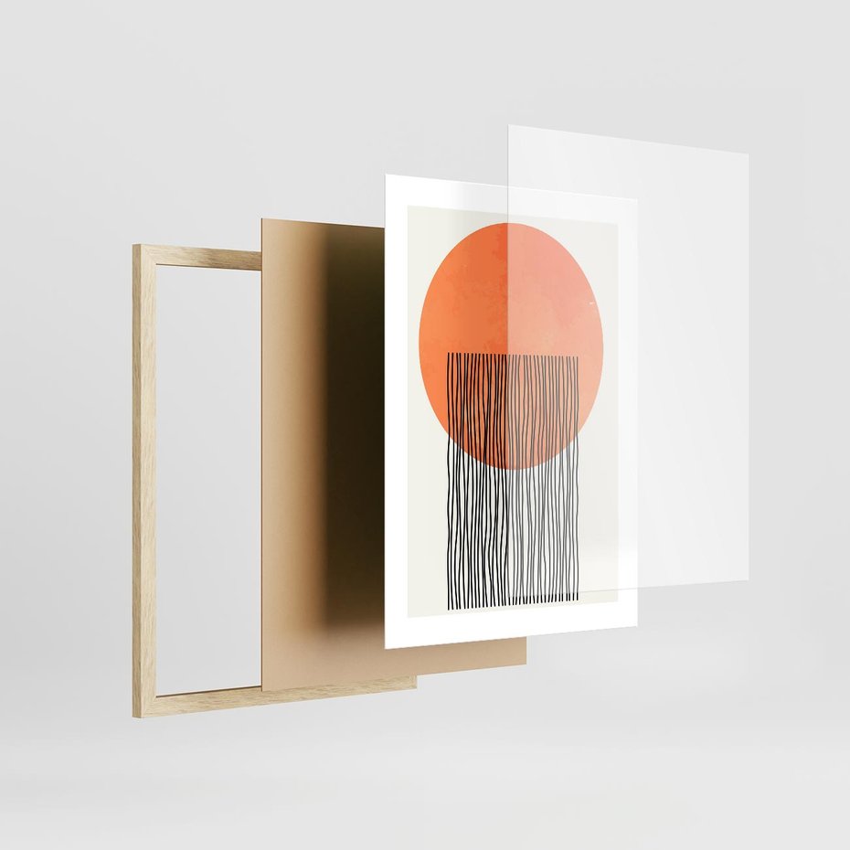 Plakat w ramie 30x40 - Echa Wyobraźni - koło, boho styl - rama drewno