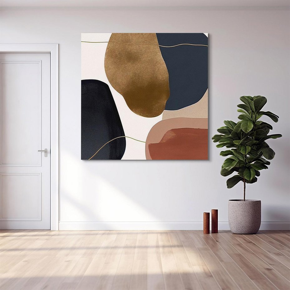 Obraz na płótnie 40x40 - Wibracje uczuć i emocji - nieregularne plamy, czarny