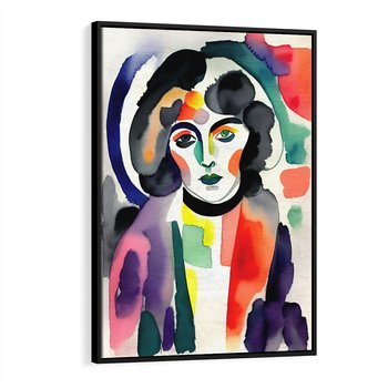 Obraz w ramie 50x70 - Subtelne Akwarelowe Ulotności - abstrakcyjny akwarelowy portret kobiety, rozmyte farby - rama czarna