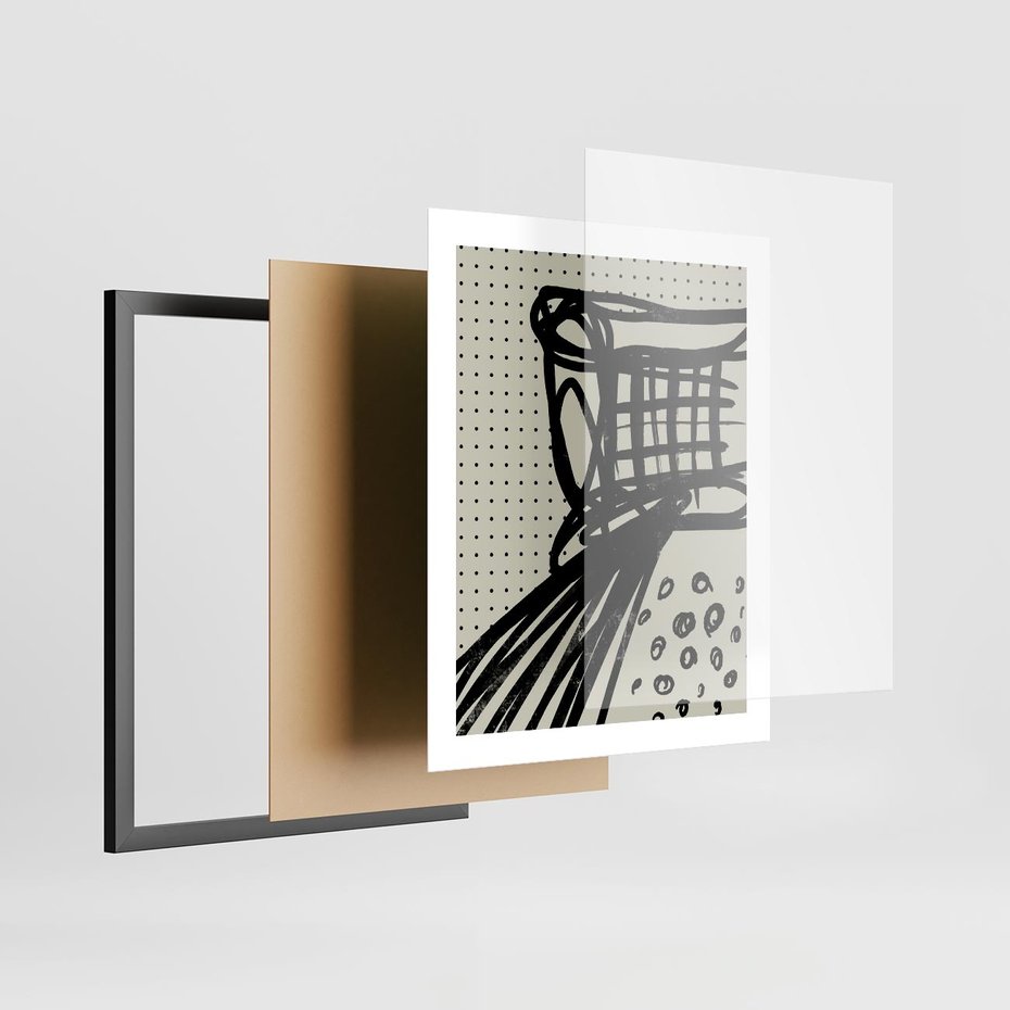 Plakat w ramie 40x50 - Złudne Kontemplacje - abstrakcyjna mroczna kompozycja, nieregularne - rama czarna