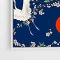 Obraz w ramie 80x80 - Japońskie Żurawie Indygo - sztuka japońska, japonia - rama biała