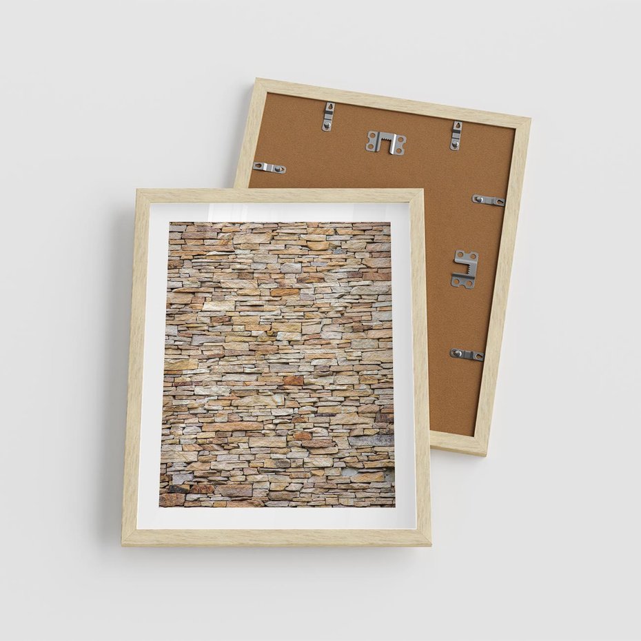 Plakat w ramie 40x50 - Mur z cegieł - surowa elegancja - mur, cegły - rama drewno