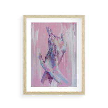 Plakat w ramie 40x50 - Splecione - obraz olejny, pastelowe kolory - rama drewno